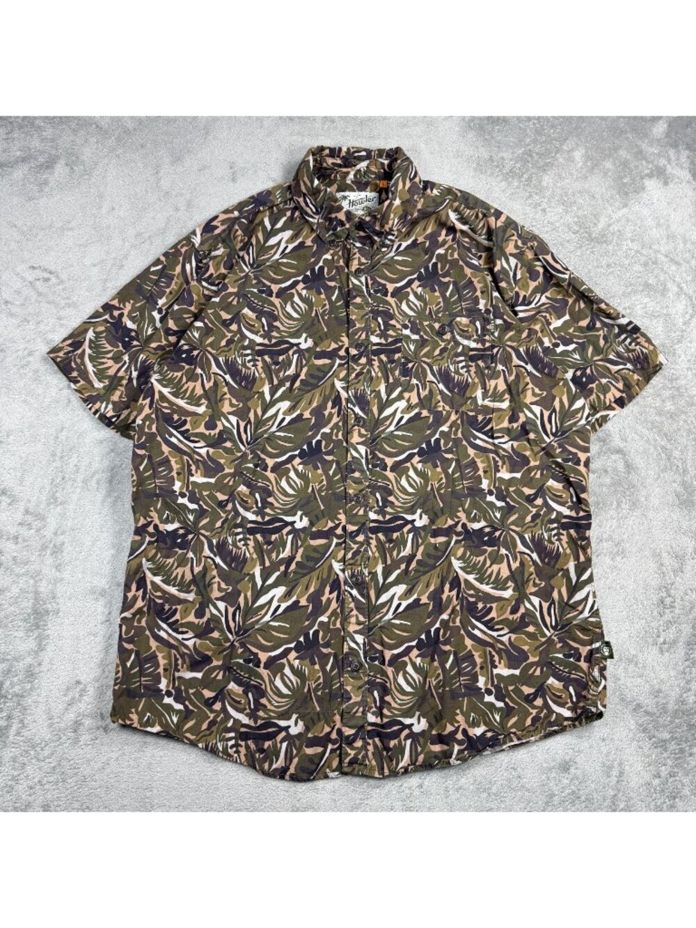 Howler Bros Mens L Leafy Camouflage Button Down Shirt Camo Camp Short Sleeve